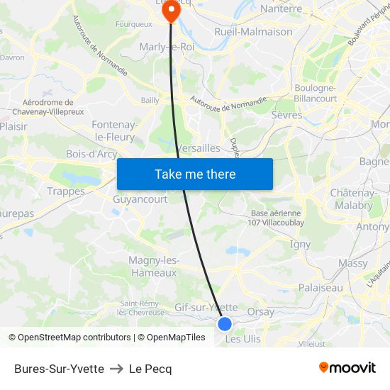 Bures-Sur-Yvette to Le Pecq map