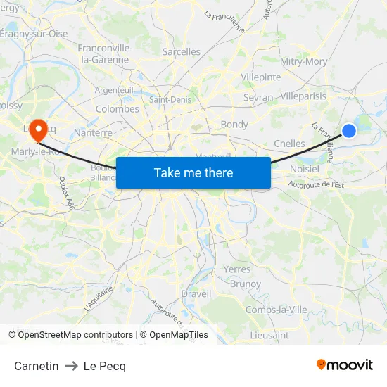 Carnetin to Le Pecq map