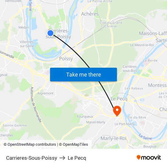 Carrieres-Sous-Poissy to Le Pecq map