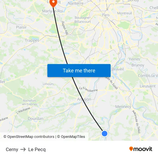 Cerny to Le Pecq map