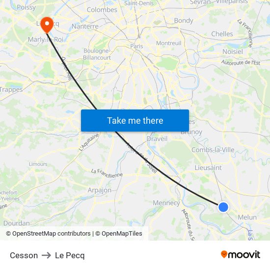Cesson to Le Pecq map