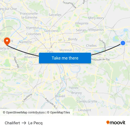 Chalifert to Le Pecq map