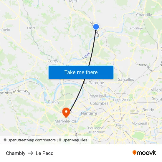 Chambly to Le Pecq map