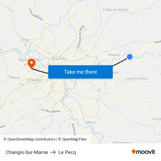 Changis-Sur-Marne to Le Pecq map