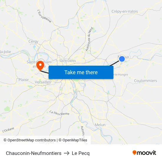 Chauconin-Neufmontiers to Le Pecq map