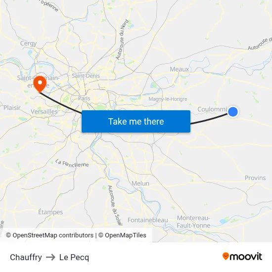 Chauffry to Le Pecq map