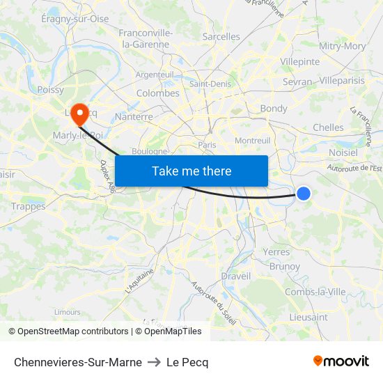 Chennevieres-Sur-Marne to Le Pecq map