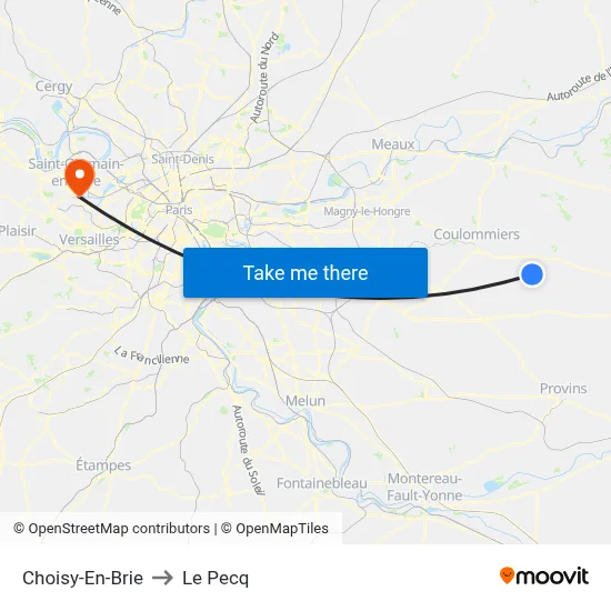 Choisy-En-Brie to Le Pecq map