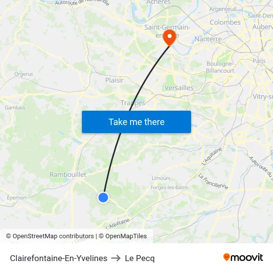 Clairefontaine-En-Yvelines to Le Pecq map