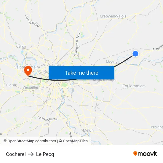 Cocherel to Le Pecq map