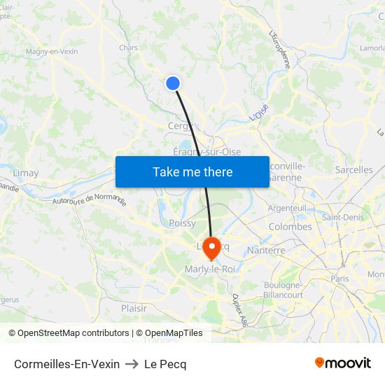 Cormeilles-En-Vexin to Le Pecq map