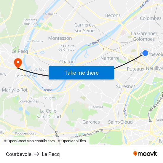 Courbevoie to Le Pecq map