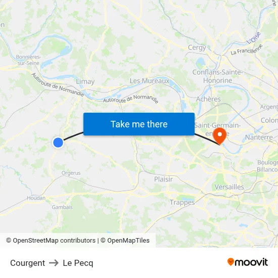 Courgent to Le Pecq map
