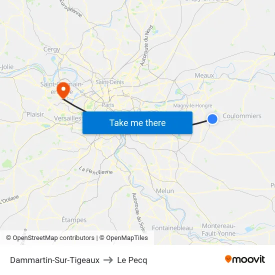 Dammartin-Sur-Tigeaux to Le Pecq map