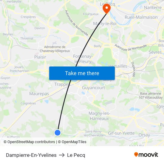 Dampierre-En-Yvelines to Le Pecq map