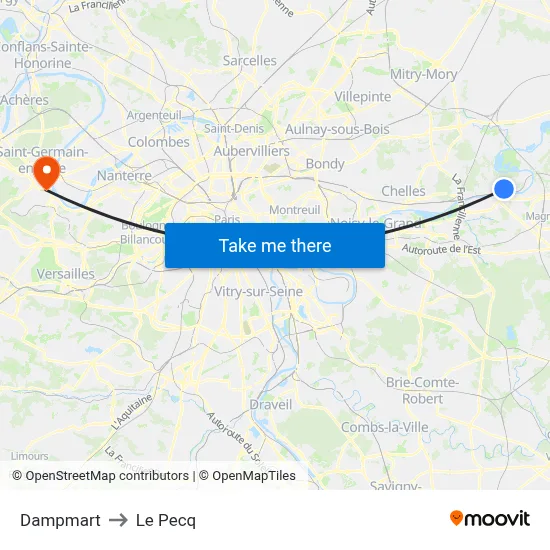 Dampmart to Le Pecq map