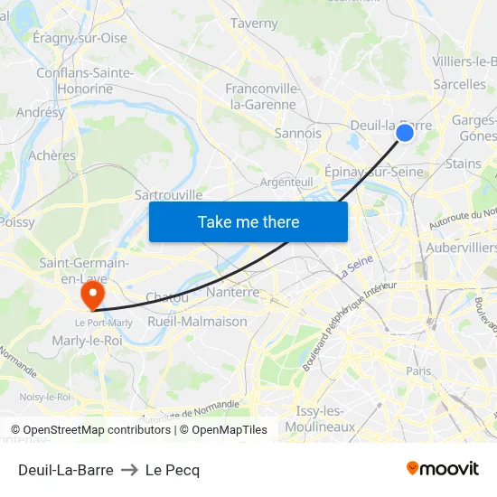 Deuil-La-Barre to Le Pecq map