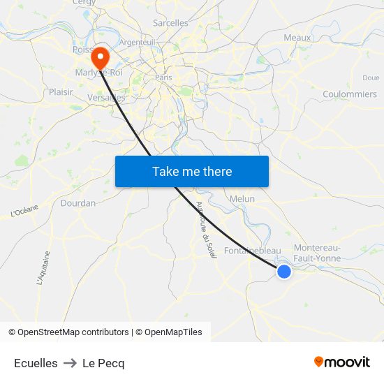 Ecuelles to Le Pecq map