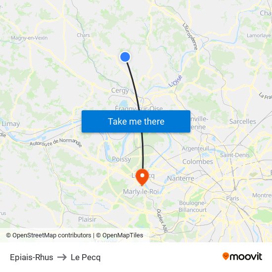 Epiais-Rhus to Le Pecq map