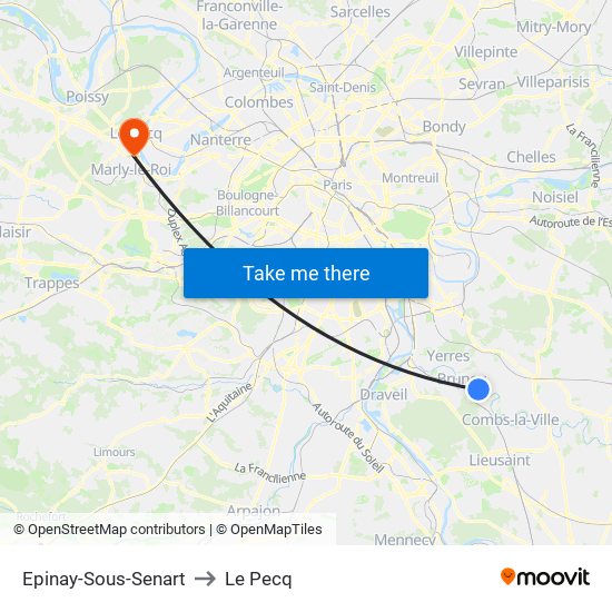 Epinay-Sous-Senart to Le Pecq map