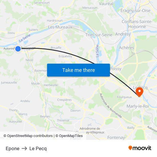 Epone to Le Pecq map