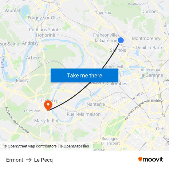 Ermont to Le Pecq map