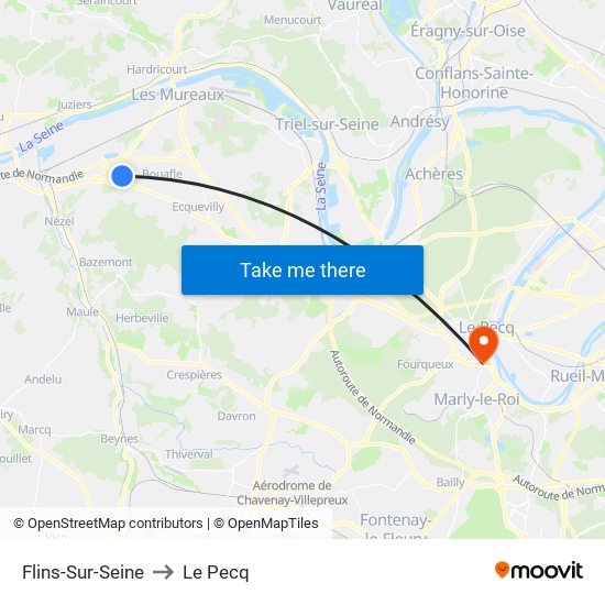 Flins-Sur-Seine to Le Pecq map