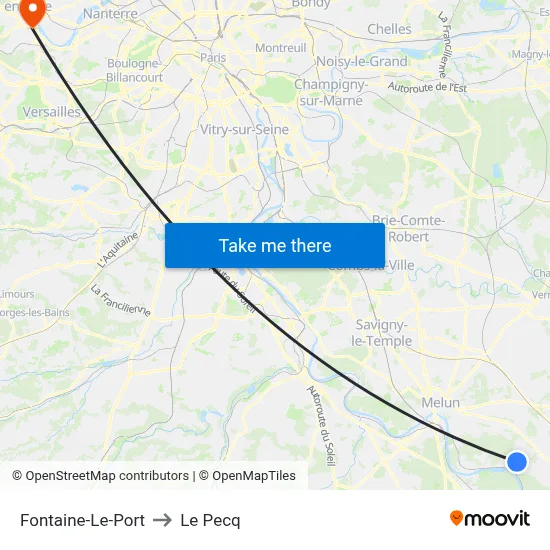 Fontaine-Le-Port to Le Pecq map