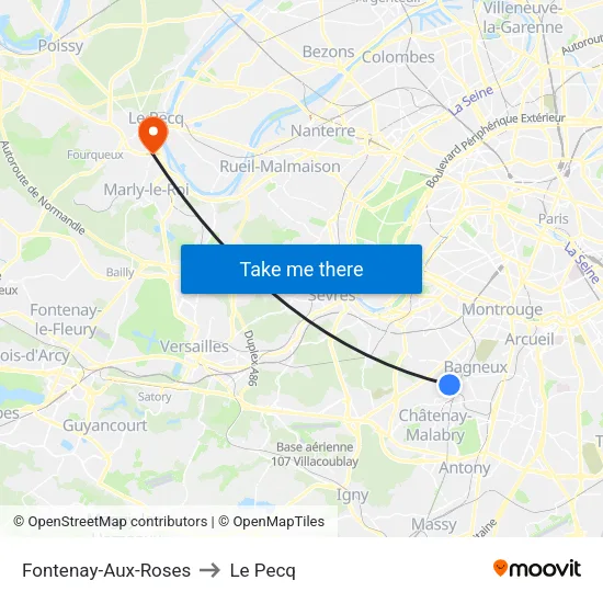 Fontenay-Aux-Roses to Le Pecq map