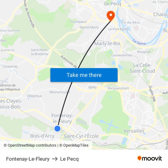Fontenay-Le-Fleury to Le Pecq map