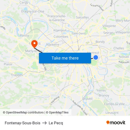 Fontenay-Sous-Bois to Le Pecq map