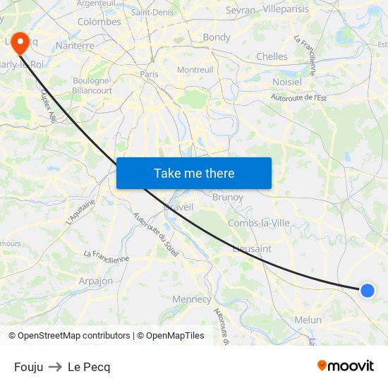 Fouju to Le Pecq map