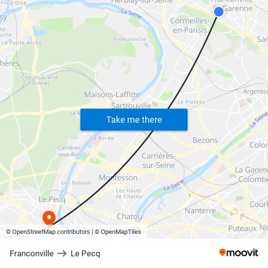 Franconville to Le Pecq map
