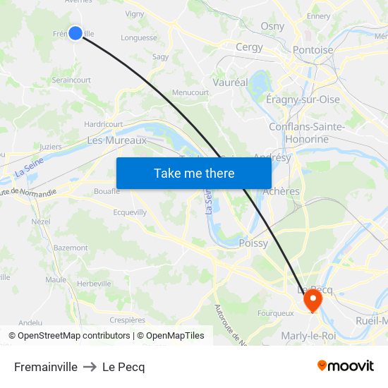 Fremainville to Le Pecq map