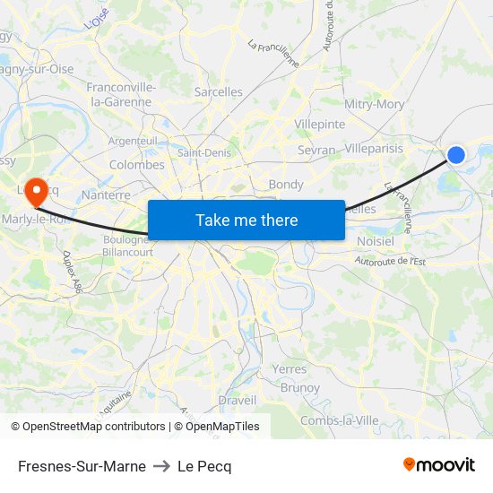 Fresnes-Sur-Marne to Le Pecq map