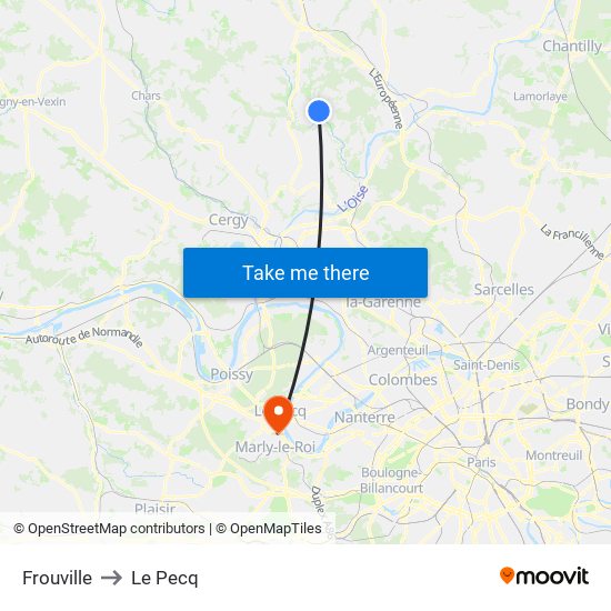 Frouville to Le Pecq map