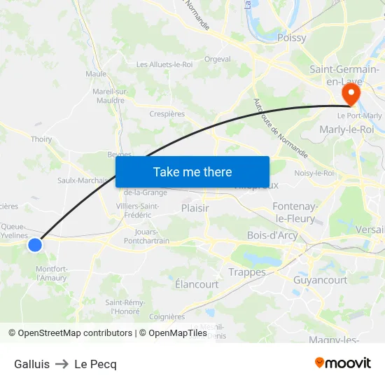 Galluis to Le Pecq map