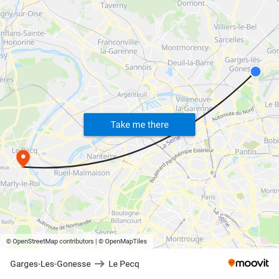 Garges-Les-Gonesse to Le Pecq map