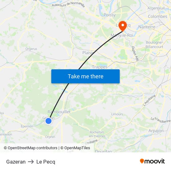 Gazeran to Le Pecq map