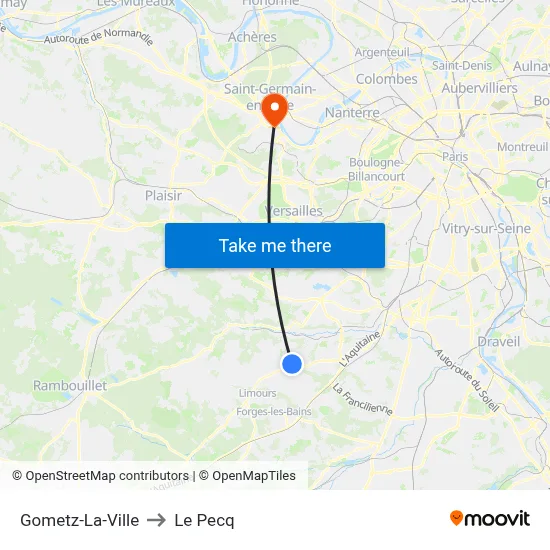 Gometz-La-Ville to Le Pecq map
