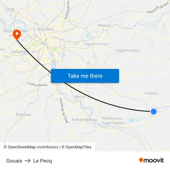 Gouaix to Le Pecq map