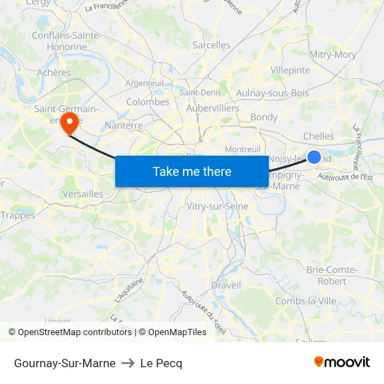 Gournay-Sur-Marne to Le Pecq map