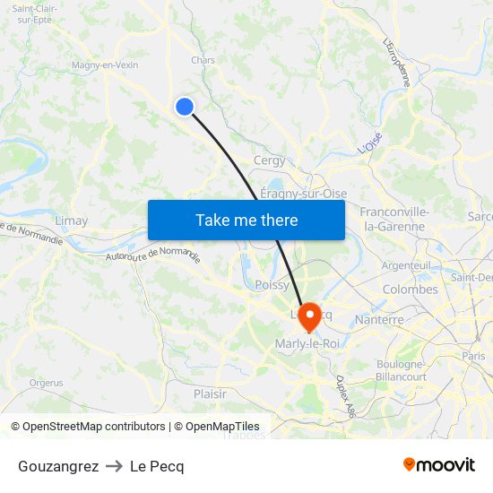 Gouzangrez to Le Pecq map
