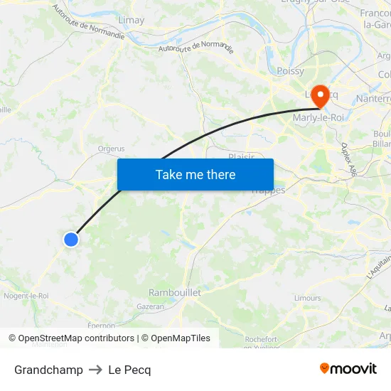 Grandchamp to Le Pecq map