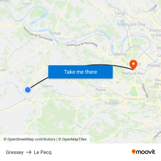 Gressey to Le Pecq map