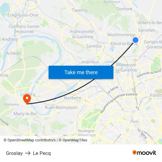 Groslay to Le Pecq map