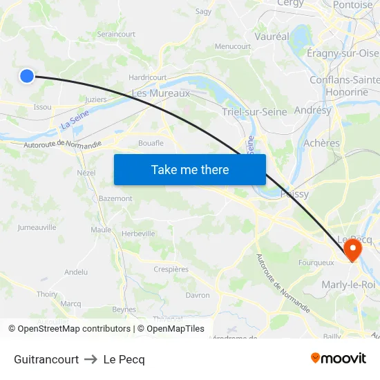 Guitrancourt to Le Pecq map