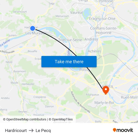 Hardricourt to Le Pecq map