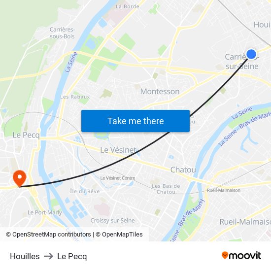 Houilles to Le Pecq map
