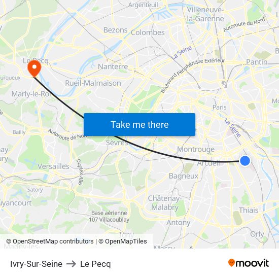 Ivry-Sur-Seine to Le Pecq map